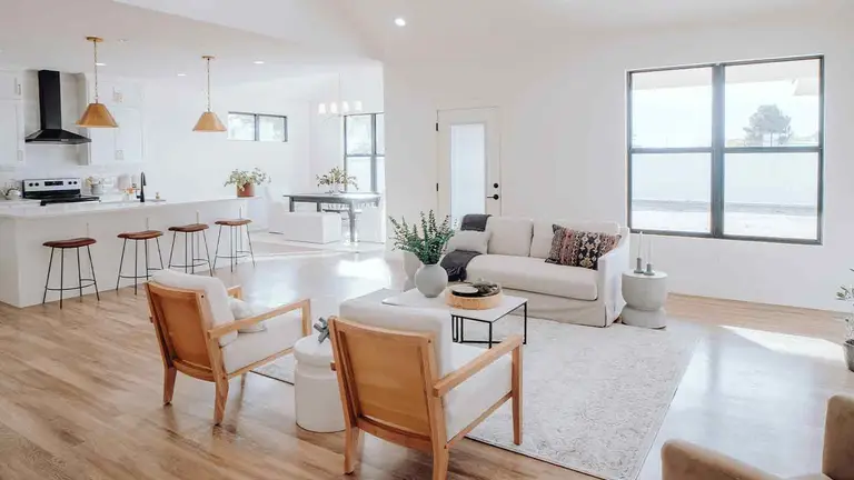 Bright living room of a home ready to sell once the owners remove a lien