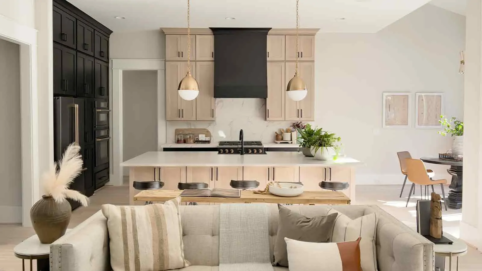 Neutral kitchen and living space in a home closed with trusted title resources